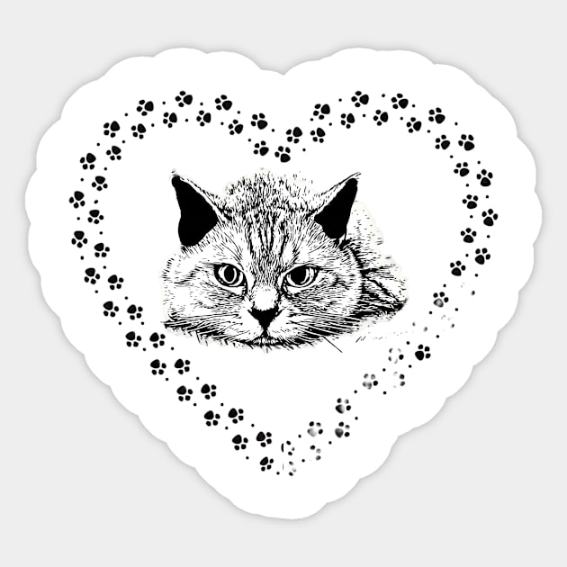 Tierno gatito en un corazón Sticker by WilsonQR